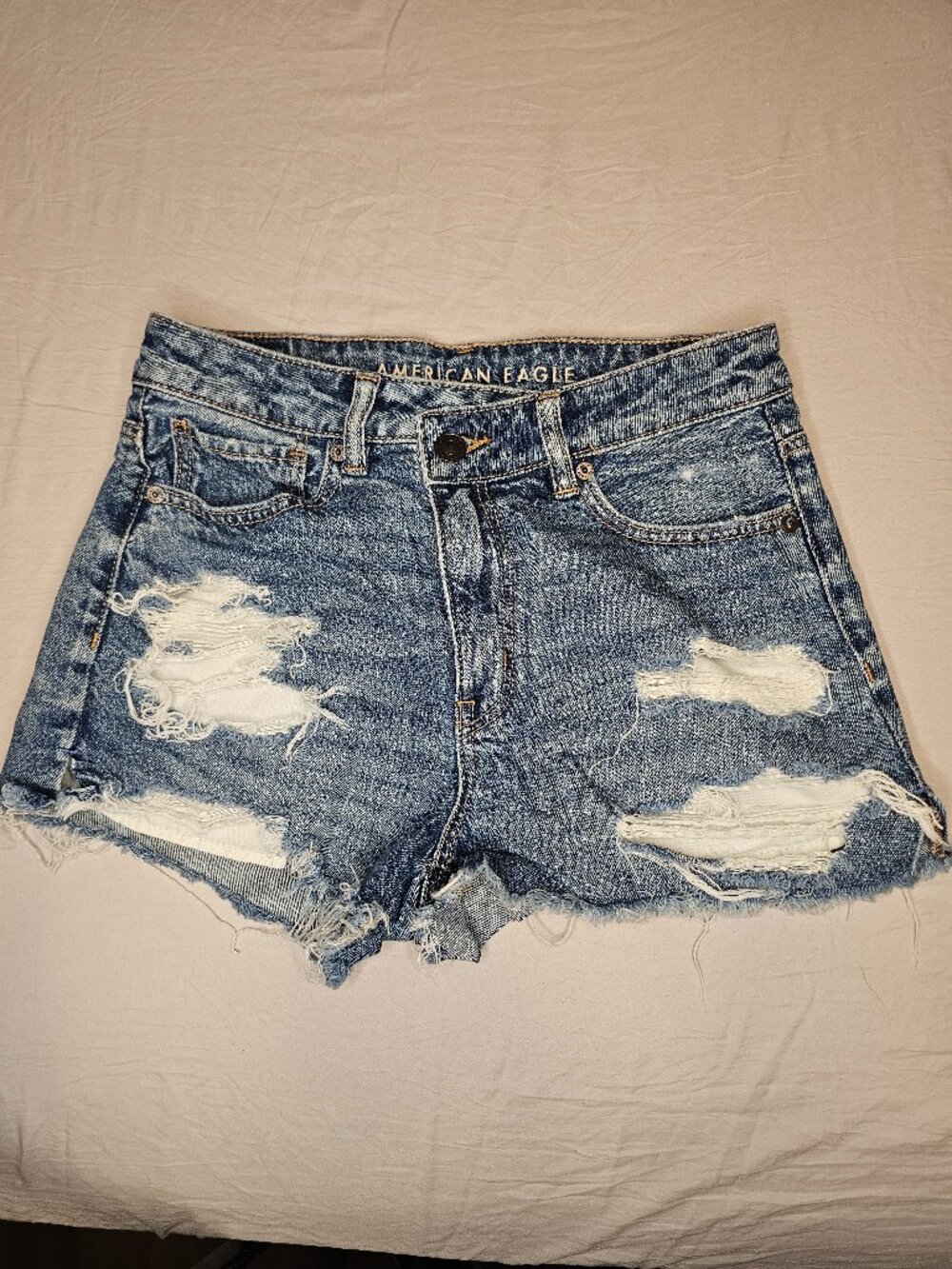 American Eagle Size 2 High-Waisted Distressed Denim Shorts